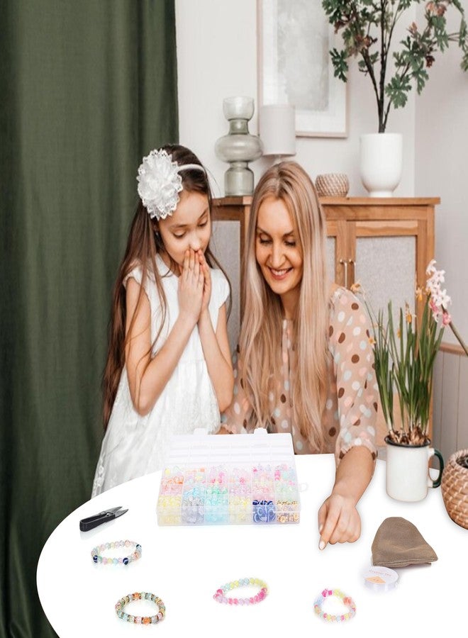 Ambitieux Children Jewelry Making Craft Bracelet Kits Set For Kids-DIY 24 Compartment Box,700+ Colorful Beads,Ear Hangings,Lobster Locks & Rings ,8 Pcs of Charms With Accessories,Multicolor - Image 2